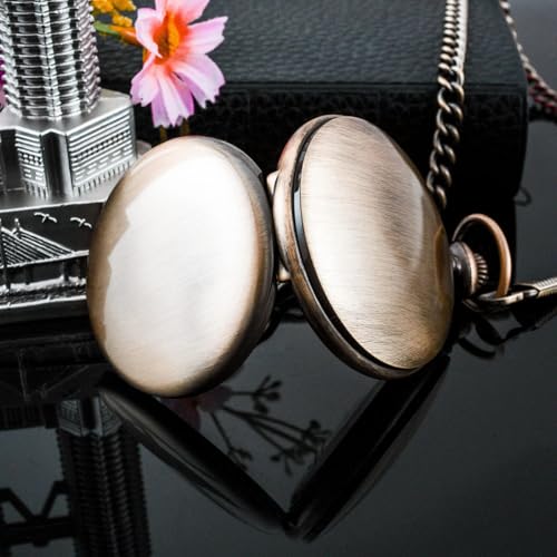 Image of BOSHIYA Smooth Quartz Pocket Watches for Men Classic Arabic Digital Luminous Dial & Day Date Pocket Watch with Chain Christmas Graduation Birthday Gifts