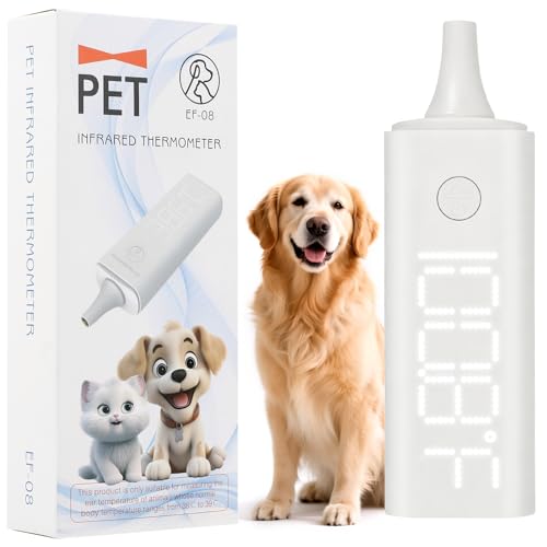 Digital Ear Pet Thermometer for Dogs and Cats 1 Second Non-Contact Rechargeable LED Display Fever Detection Accurate Canine and Feline Temperature Reading