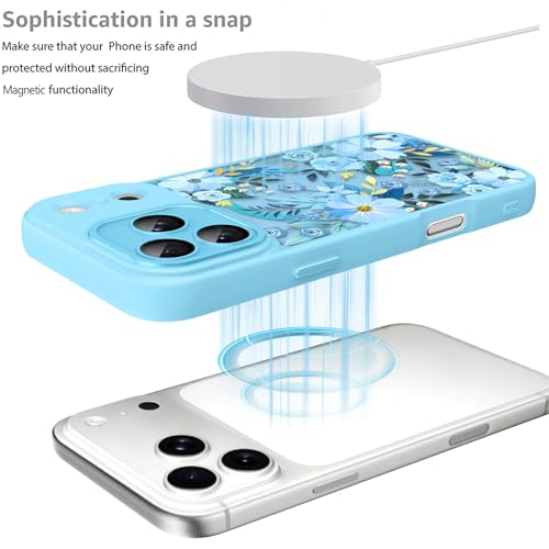 Coque iPhone 17 Pro pour femme cadeau esthétique bleu floral - 3