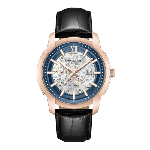 Kenneth Cole Automatic Analog with Blue Dial Black Leather Strap Watch for Men - KCWGX0099403MNW - Image 2