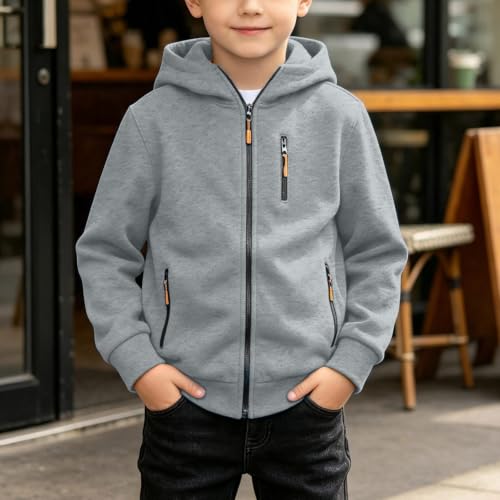 Boys Zip Up Hoodies Lightweight Jacket Kids Hooded Sweatshirt Size 10-12 - image 8