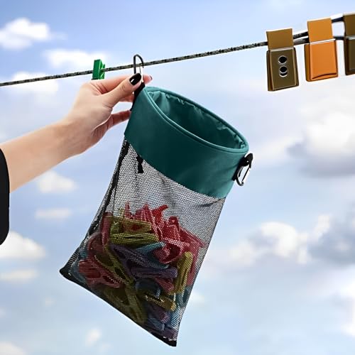 Wäscheklammerbeutel，Suuwwn Wäscheklammern Beutel mit Haken zum aufhängen Platz bis zu 300 Klammern tragbar Wäscheklammerbeutel schnell trocknendes Tasche für Wäscheklammern