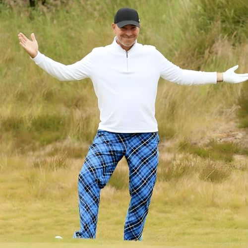 Royal & Awesome Mens Golf Pants, Golf Pants Men Relaxed Fit, Plaid Pants Men