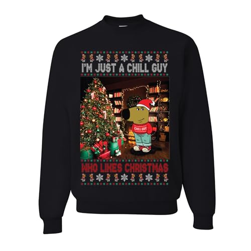 wild custom apparel Im Just A Chill Guy Who Likes Christmas My New Character Ugly Christmas Sweater Crewneck Sweatshirt
