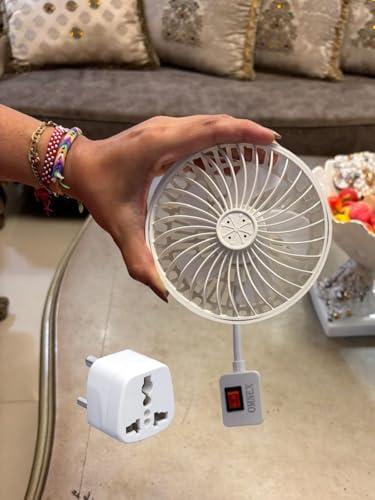 Image of Mini Compact 5-Inch Fan with On /Off Switch & 360 Adjustable Hose Pipe | Portable Personal Cooling Fan for Kitchen, Bathroom, Home & Office Use