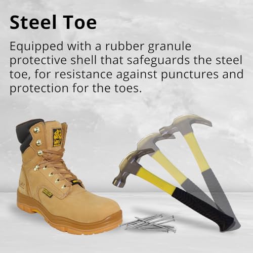 WOLF Work Boot | 100% Genuine Upper Leather | Oil, Impact, Compression & Puncture Resistant | Electrical Hazards | Non-Slip Rubber Sole | Steel Toe | Padded Collar | Construction | Industrial PPE3