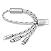 Produktbild Bolatus 2 Pack 30cm Multi USB Kabel 3 in 1 Ladekabel Nylon Universal Mehrfach Handy Ladegerät Adapter 1FT Kurz Kabel mit Type C Micro USB Kompatibel mit Smartphone, Tablets und mehr - Silber