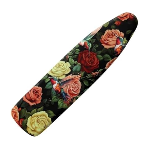 Vanideaoty Hummingbird Rose Ironing Board Cover and Pad Standard Size 15 x 54 Stain Resistant Fasteners Elastic Edge Ironing Cover Cover