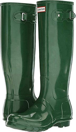 HUNTER Original Tall Gloss Rain Boots Dark Olive 9