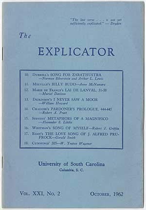 The Explicator - October 1962 (Volume XXI, Number 2): (Norman ...