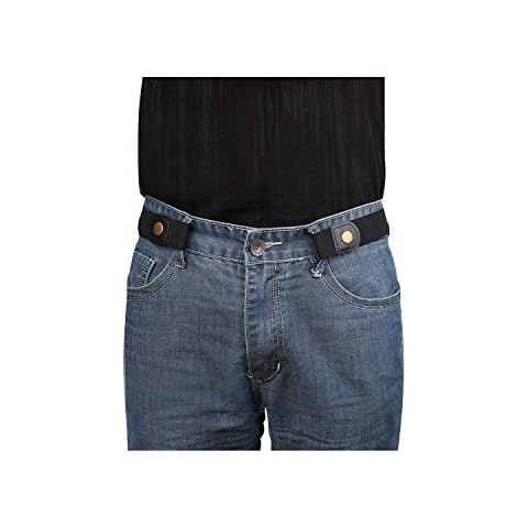 No Buckle Invisible Elastic Belt for Men/Women Black, Fits waist 36-50in Cover