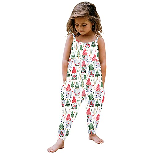Dreamyth Christmas Toddler Girls  Jumpsuits Rompers Printing Sleeveless Harem Pants Outfits with Side Pockets 1-6 Years