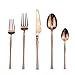 Gugrida 20 piece Copper Flatware Set 304 Stainless Steel Fork Spoon Cutlery Luxury Mirror Polished Silverware, Dishwasher Safe, Service for 4