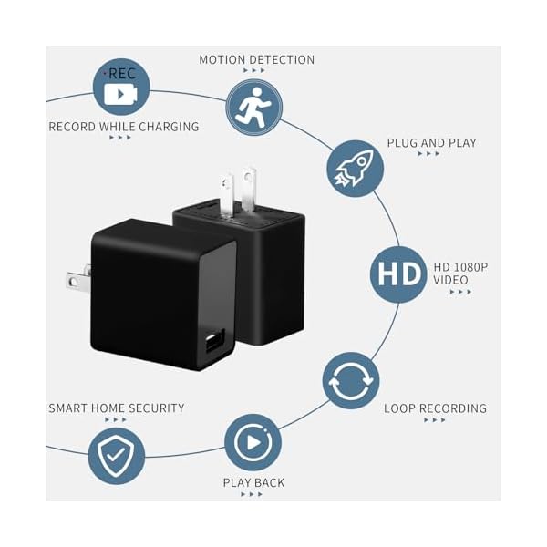 ARMTUBOB Hidden Camera, Hidden Spy Camera Charger with Remote View, FHD 1080P Mini Wireless USB Charger Camera, 140 Degree Wide Angle Nanny Cam for Home and Office Surveillance - Image 6
