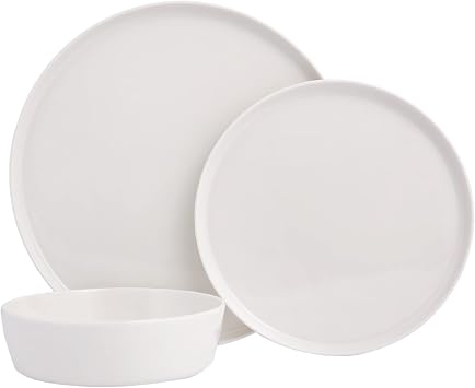 Porland Chopin Porcelain Dinnerware 3 Piece Place Setting 110.61 Dinner Plate, 17.07 Dessert/Salad Plate, 16.29 Bowl, White