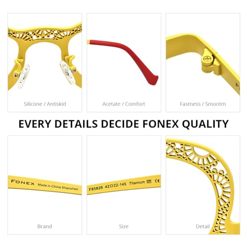 Image of FONEX Colorful Pure Titanium Glasses Frame Women Retro Round Eyeglasses