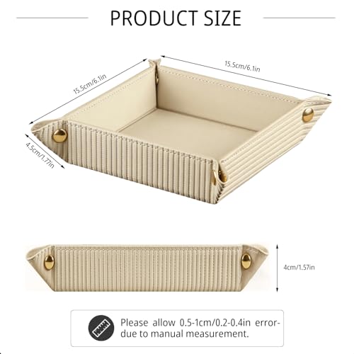 Image of YAPISHI Light Luxury Valet Tray for Men, PU Leather Vanity Jewelry Tray & Decorative Perfume Catchall, Folding Travel EDC Dump Tray, Nightstand Organizer Caddy for Keys, Watches, Coin Bowl Dish