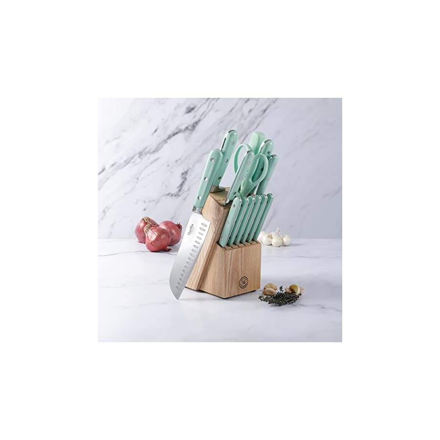 Martha-Stewart-14-Piece-High-Carbon-Stainless-Steel-Cutlery-Knife-Block-Set-wABS-Triple-Riveted-Forged-Handle-Ashwood-Block-Martha-Blue Martha Stewart 14 Piece High Carbon Stainless Steel Cutlery Knife Block Set w/ABS Triple Riveted Forged Handle Ashwood Block - Martha Blue