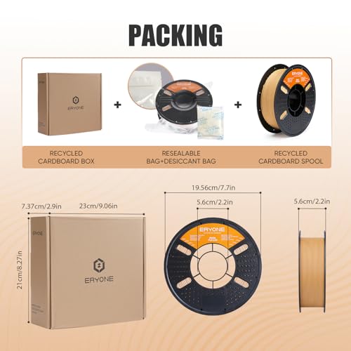 Image of ERYONE Matte PLA Lite 3D Printer Filament 1.75 + /- 0.03mm, Matte Filament 1KG(2.2LBS) Spool, Brown