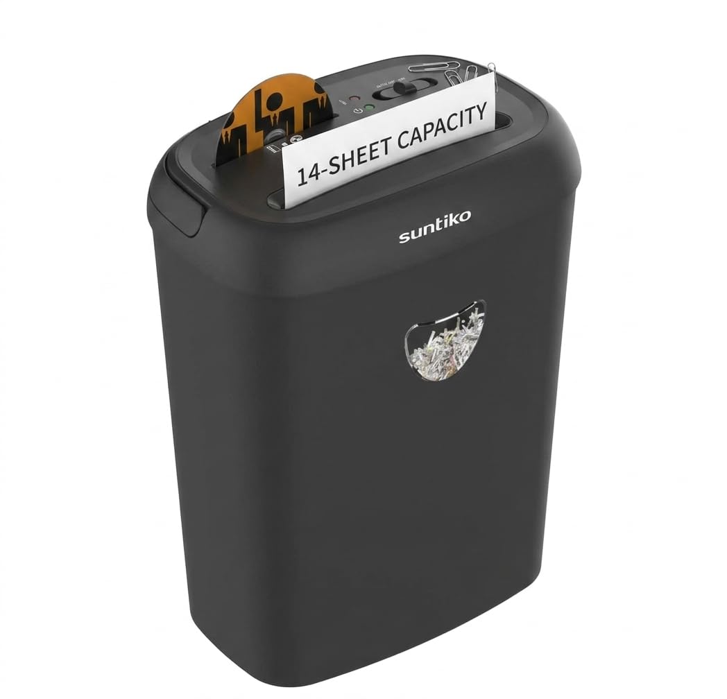 Trituradora de Papel, Corte Cruzado de 14 Hojas, Cesta de 6.6 galones, Seguridad P-4, Tarjeta trituradora de diseño de 3 Modos, CD/Grapa/Clip, Resistente con Sistema a Prueba de Atascos, trituradora