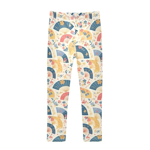 KLL Hand Drawn Cute Japanese Fans Toddler Baby Girl Basic Leggings Soft High Waisted Sweatpants Running