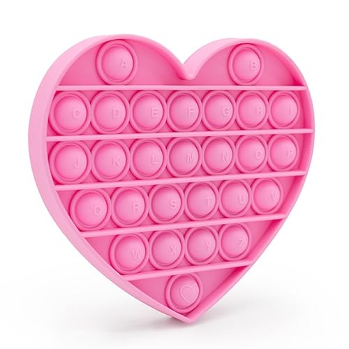Fidget Sensory Toy for Girls Toddlers, Pink Heart Alphabet Pop Bubble, Calming & Educational Toy for Focus and Fine Motor Skills, Autism & ADHD Support. Valentines, Xmas, Birthday Party Classroom Gift