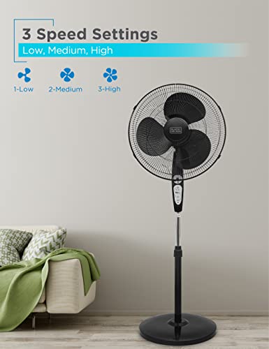 Image of BLACK+DECKER BFSR18B 18 in. Stand Fan with Remote Control, Black