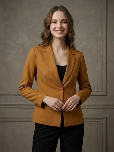 Image of ROCKSY Black Smart Casual Formal Blazer for Women, Regular Fit Stylish Blazer for Women