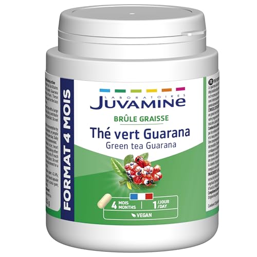 JUVAMINE - Té Verde Guaraná - 120 Cápsulas - Formato Maxi - 4 Meses - Pérdida de Peso - Activa el Metabolismo - Tonifica - Estimula - Té Verde - Guaraná - Activos de Origen Vegetal