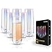 Gutsdoor Radiance - Juego de 6 copas de champán sin tallo con perla blanca brillante (10 onzas), elegantes vasos multiusos para bebidas de vino para agua, jugo, cerveza, whisky y decoración de bar