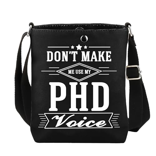 TOBGBE Bolsa tiracolo PHD para presente de graduação Don't Make Use Me PHD Voice Bolsa de ombro de doutorado estudante de pós-graduação, P-d Voice Cb, Tendência