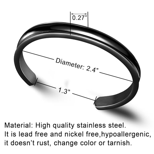 Zuo Bao Hair Tie Bracelet Set High Polishing Stainless Steel Grooved Cuff Bangle for Women Girls2
