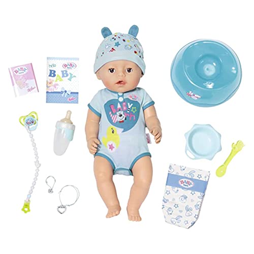 BABY Born Soft Touch Boy, Puppe mit weicher Oberfläche, 7 Funktionen mit Zubehör, funktioniert ohne Batterie, geeignet für Kinder ab 3 Jahren, 43 cm große Puppe, ‎826072 Zapf Creation
