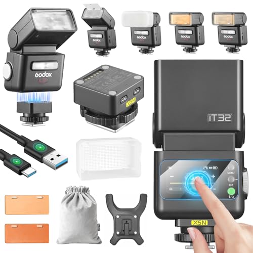 Godox IT32 Flash pour Appareil Photo TTL avec Déclencheur de Flash X5N pour Nikon 2,4G GN18 510 Flashes à Pleine Puissance Écran Tactile Réflecteur Intégré...