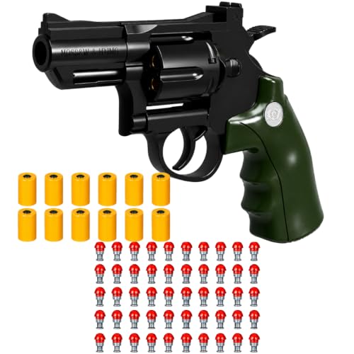 Image of Revolver Toy Gun | Real Looking Plastic Airsoft Gun Pistol Fully Automatic | 12 Bullet Shell' and 50 Bullets Included. LY (Green)