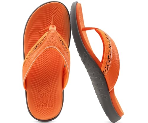 Image of KuaiLu Mens Sport Flip Flops Comfort Orthotic Thong Sandals with Plantar Fasciitis Arch Support Outdoor Summer Beach Size 7~15