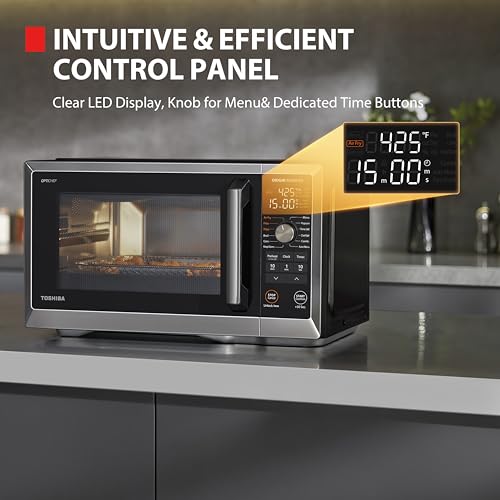Image of TOSHIBA Optichef Pro Air Fryer Combo Countertop Microwave Oven with Origin Inverter, ChefDefrost, 1.0 Cu.ft., 1000W, Black Stainless Steel, ML2-EC10SAITC(BS)