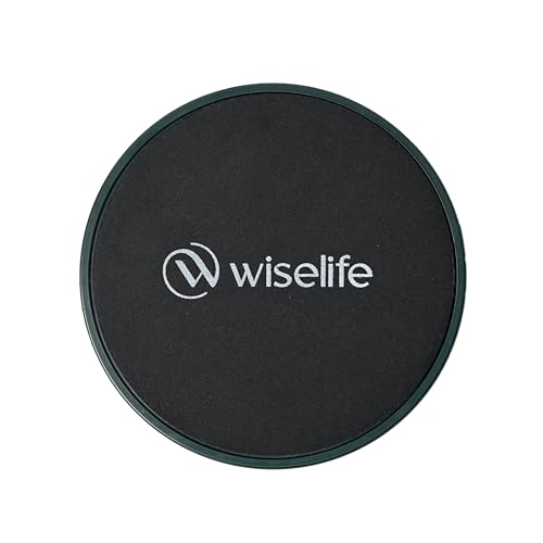 Image of Wiselife Dual-Sided Gliding Discs set of 2 for Full Body Workout - Black & Green Core Sliders for Home Gym, Abs, Glutes, Strength & Balance Training on Carpet & Hard Floors