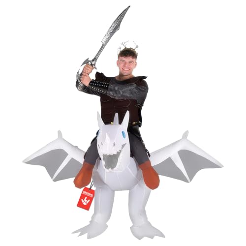 Morph Adult White Inflatable Ride-On Dragons Halloween Costumes Fancy Dress Outfit