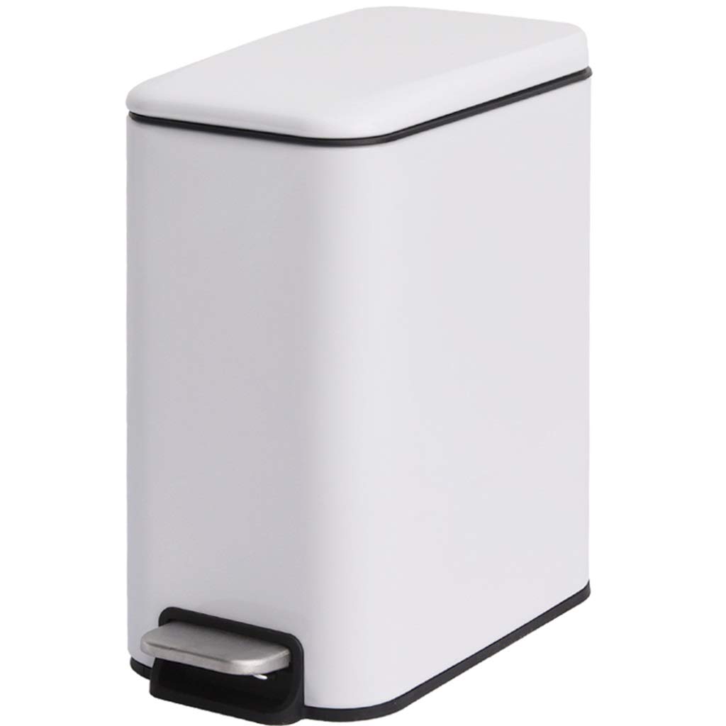 Portable Stainless Steel White Sealed Trash Can with Foot Pedal Small Size 5L Suitable for Narrow Space Household Toilet Kitchen Can Recycler