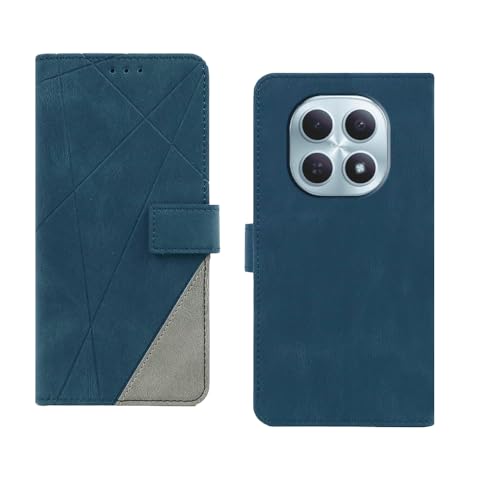 Image of amazon basics Redmi Note 15 5G Flip Cover | Card Pockets Wallet & Stand | Flip Cover for Redmi Note 15 5G (Blue with Grey)
