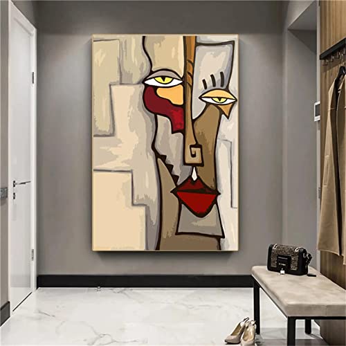 Peinture sur toile Picasso pour la décoration de la maison - Figures abstraites, affiches d'art se mélangeant au visage, tirages d'images d'art mural...