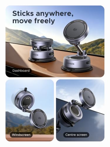 UGREEN 25W Qi2.2 MagSafe Compatible Wireless Car Charger Mount, Suction Cup - image 3