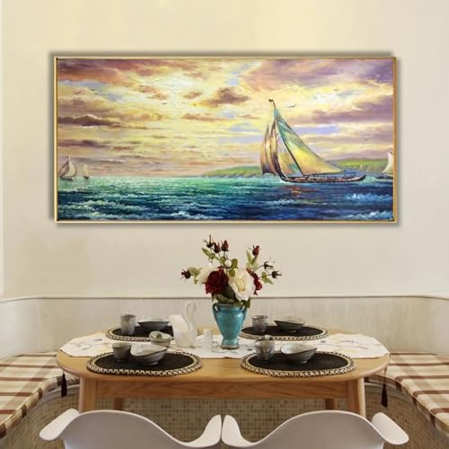 Affiches et impressions paysage marin coucher de soleil de 80x160cm pour salon
