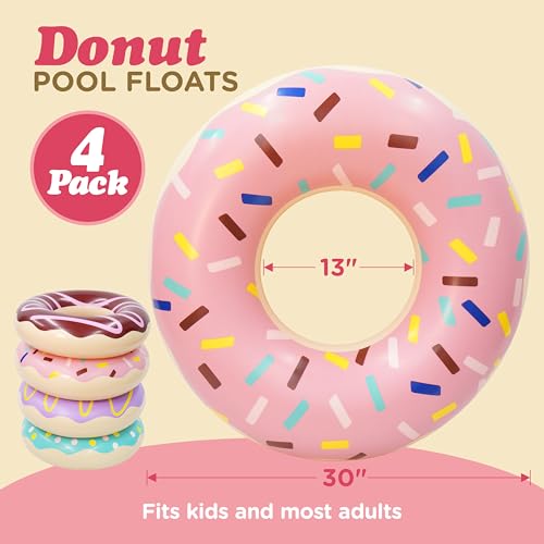 4E'S Novelty 4 Pack Donut Pool Floats For Kids & Adults 30 Inch Swim Rings Tubes Floaties For Swimming Pool, Donut Inflatable For Party Decorations Beach Toys By 4E'S Novelty thumb #2