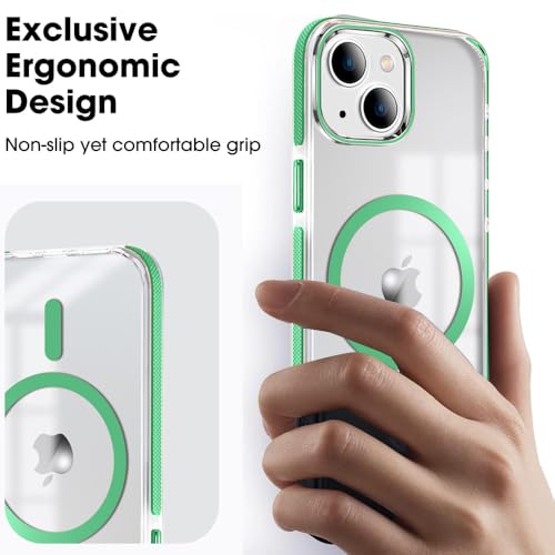 Image of MINTZZ ️ for iPhone 14 Case, Compatible with MagSafe, Military-Grade Protection, Yellowing Resistant, Scratch-Resistant TPU Back, Magnetic Phone Case (Green, iPhone 14)