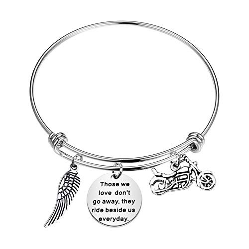 POTIY Motorcycle Memorial Gift Sympathy Jewelry Those We Love Don't Go Away Bracelet in Memory of Brother Dad Husband Gift