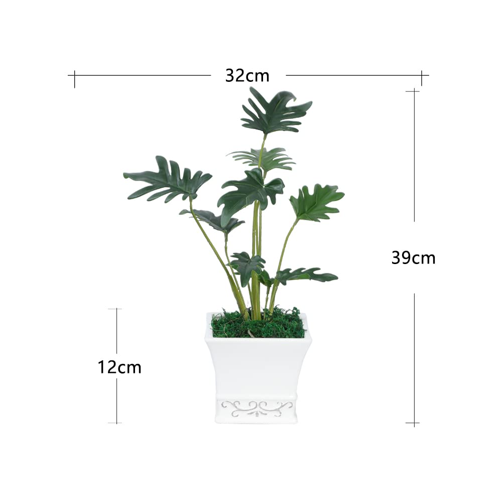 LNGO 15 inch 1 Piece 6 Brunches Faux Spring Leaves Bonsai Artificial Greenry UV Resistant Bushes Shrubs Office Home Outdoor Decoration