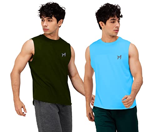Image of Solid Sleeveless Cotton Regular Fit Mens Stylish Top Tanks Vest T-Shirt (Combo Pack of 2)