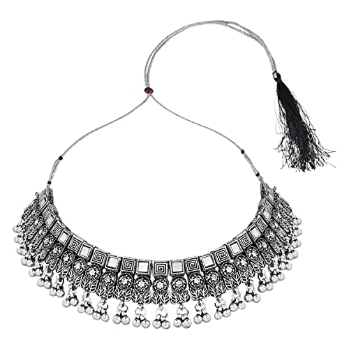 Ethnic Oxidized Afghani Choker Necklace Set (MC135OX)